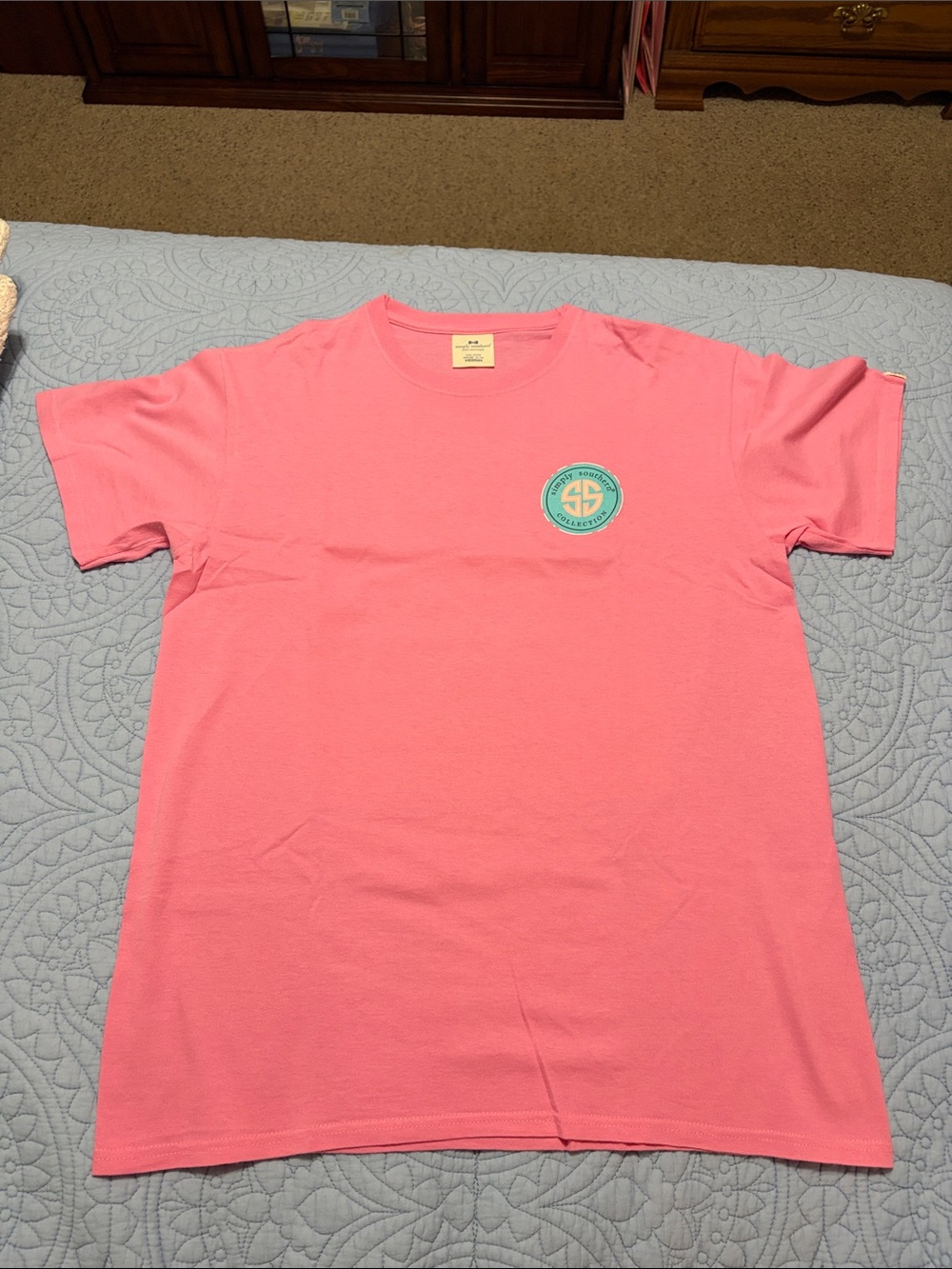 Simply Southern Pink Tee with Mint Accent